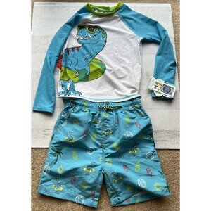 Andy & Evan Dinosaur Rashguard and Board Shorts Set